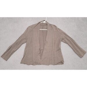 Eileen Fisher Sweater Womens Medium Taupe Linen Open Front Cardigan‎ Drape Airy